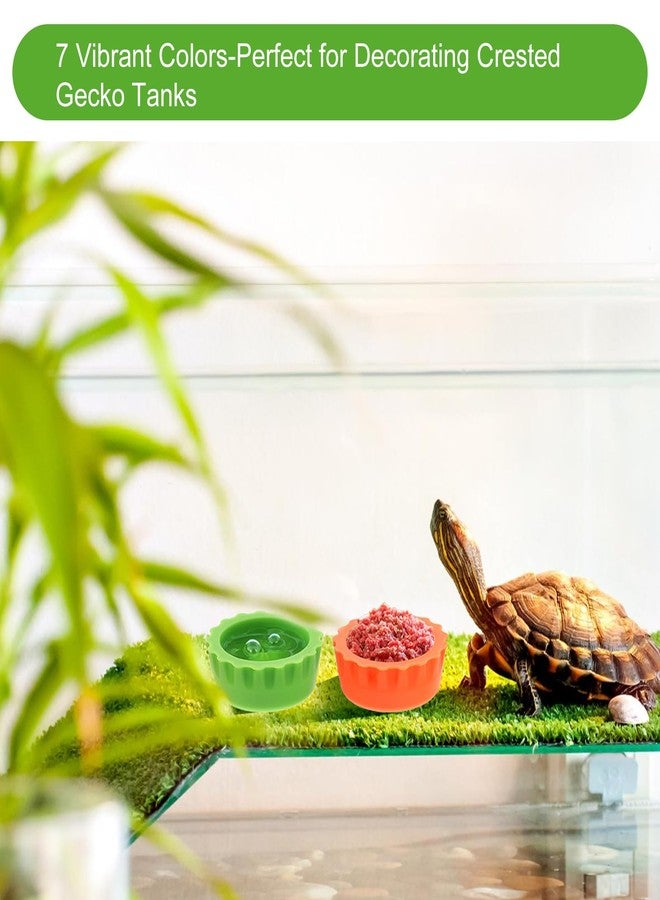 KFHENSOMR Reusable Small Reptile Food Dish, Crested Gecko Food and Water Feeding Cups, Easy Clean Silicone Small Capacity Worm Bowl, Gecko Tank Accessories (14 Pack, 7 Colors) - Image 4